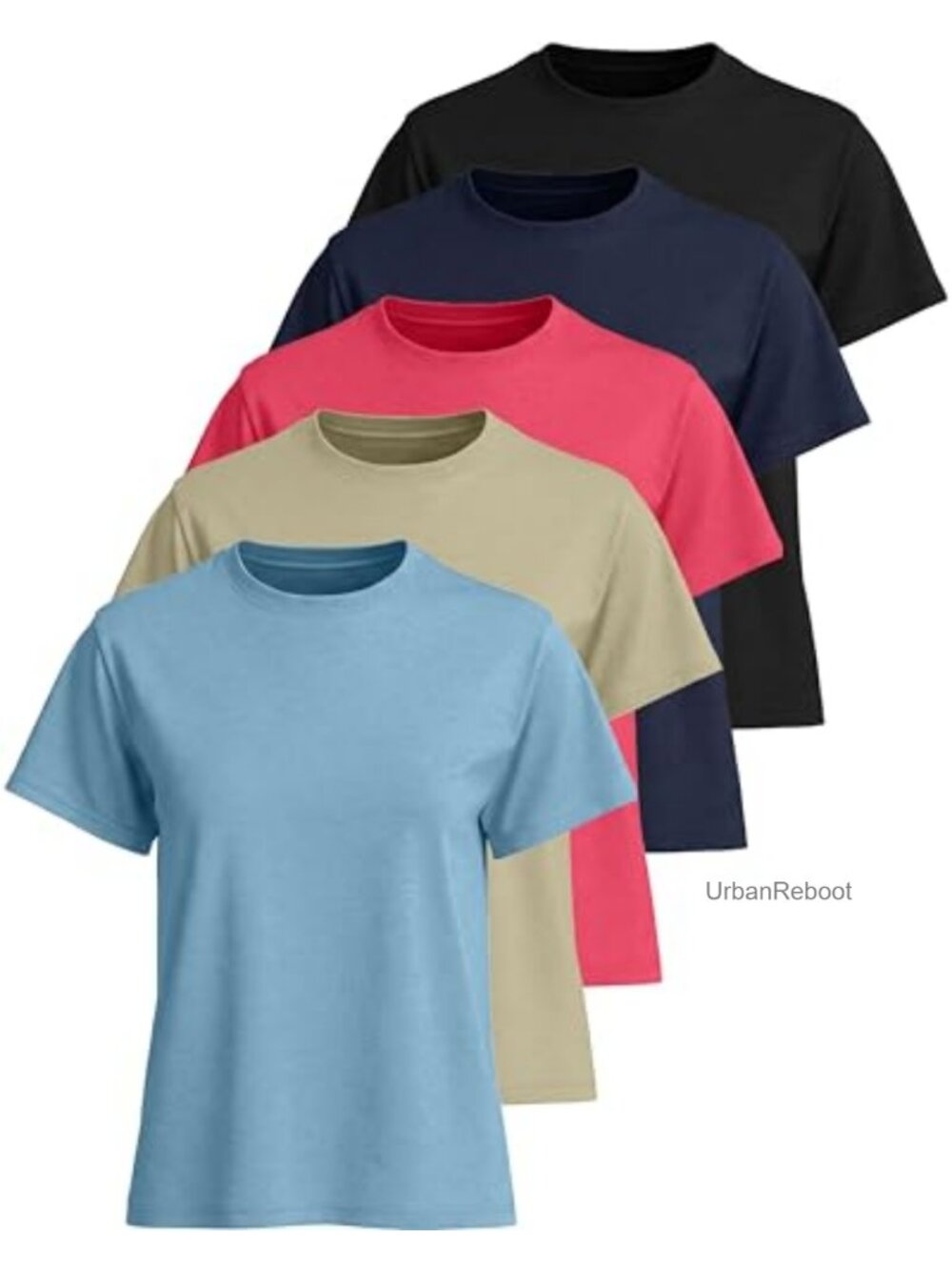 5 Pack Women's Oversized Cotton T-Shirts Crew Neck Workout Tees Plain Gym Shirts